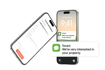 Notifications mobiles montrant l’intérêt des locataires pour le bien
